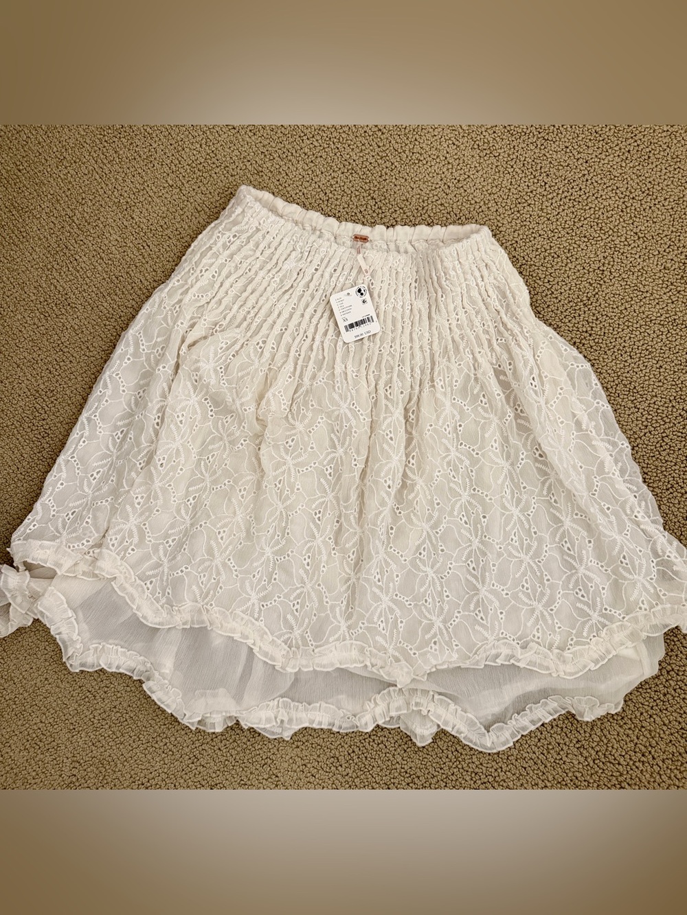 Womens White Lace Tiered Skirt